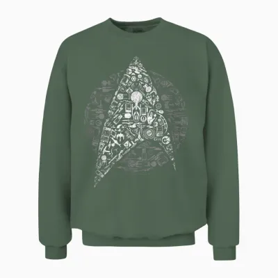 Star Trek: the Original Series Iconic Mashup Unisex Sweatshirt - Military Green