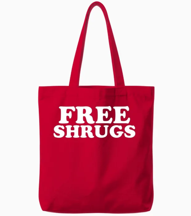Free Shrugs Hug Tote Bags in Red