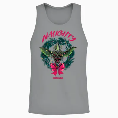 Gremlins Naughty Gremlin Wreath Retro Holiday Movie Unisex Tank Top - Sport Grey