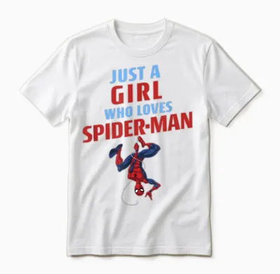 Marvel Spider-Man Classic Just a Girl Who Loves Spider-Man Unisex T-Shirt - White