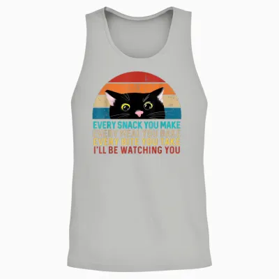 Black Cat Themed Every Snack You Make Retro Peeking Cat Unisex Tank Top - Ash