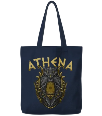 Athena Greek Mythology Tote Bags - Navy