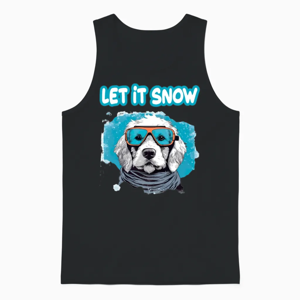 Dog with Ski Goggles Snow Snowfall for a Dog Unisex Tank Top in Black