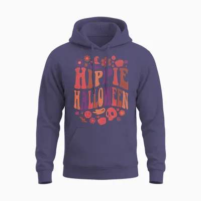 Retro Hippie Halloween Unisex Hoodie - Heather Sport Dark Navy