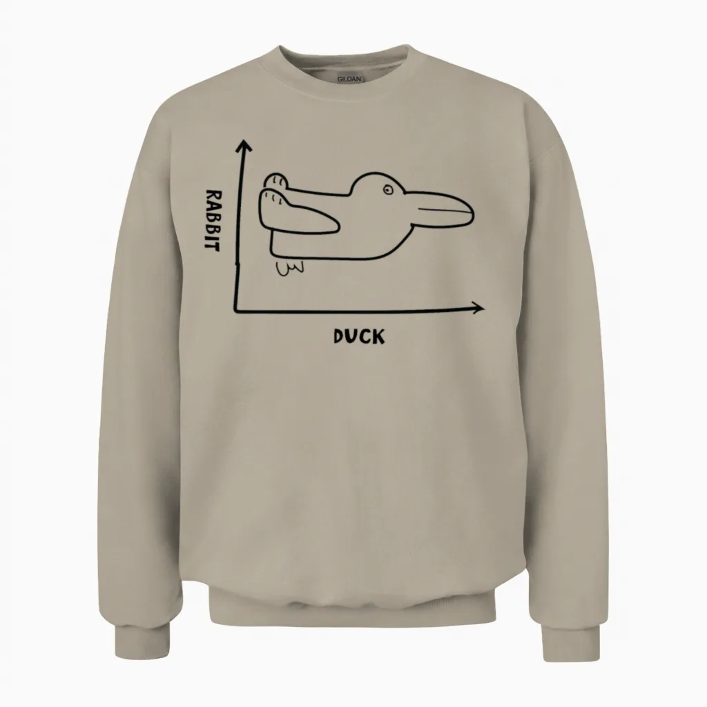Duck or Rabbit? Unisex Sweatshirt in Sand