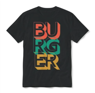 Retro Burger Unisex T-Shirt - Black