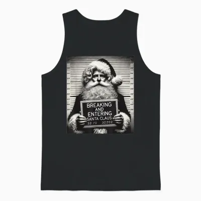 Santa Mugshot Funny Christmas Santa Xmas Unisex Tank Top - Black