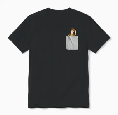 Disney Pixar Toy Story Sheriff Woody Mini Pocket Icon Unisex T-Shirt - Black