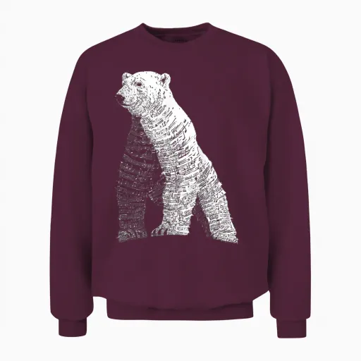 Motif Ours Polaire Cool Unisex Sweatshirt in Maroon