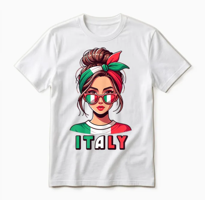 Italy Italian Girls Italia Girls Cute Women Children Mum Wife T-Shirt, White Unisex T-Shirt in White