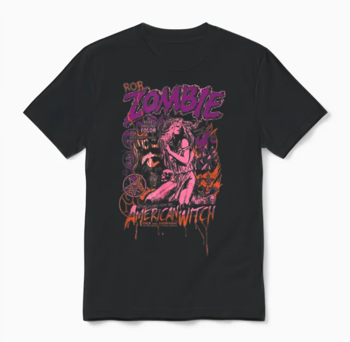 Rob Zombie American Witch Pastel Unisex T-Shirt in Black