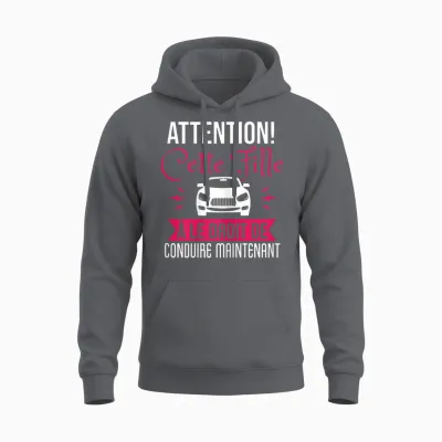 Driving Licence Gift Girl Humour Driving Car T-Shirt, Black Unisex Hoodie - Charcoal