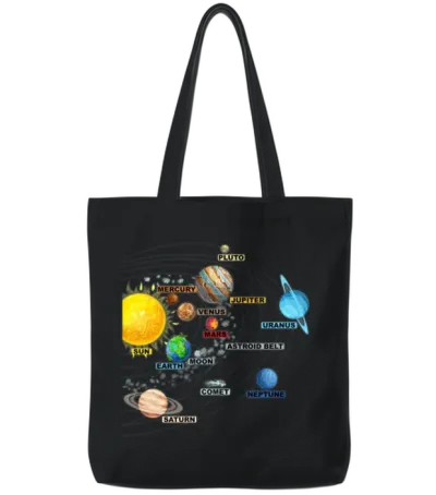 Solar System Planets Astronomy Space Science Girls Tote Bags - Black