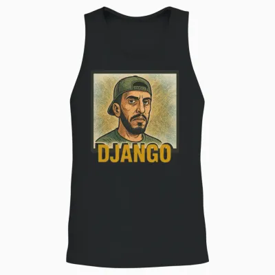 Urban Techno Django Illustration Unisex Tank Top - Black