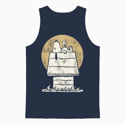 Peanuts Snoopy Woodstock Dog Kennel Unisex Tank Top - Navy