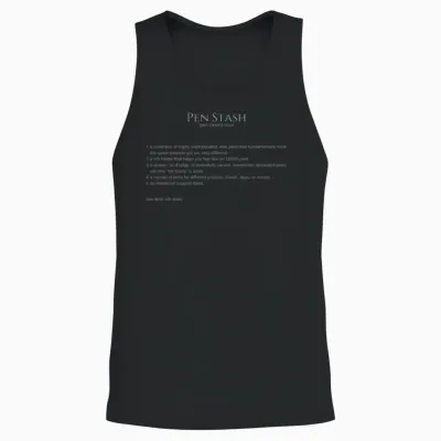 Pen Stash White Unisex Tank Top - Black