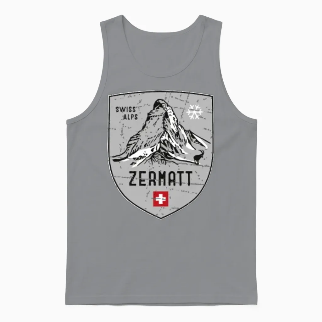 Zermatt Matterhorn Mountain Switzerland Emblem Unisex Tank Top in Sport Grey