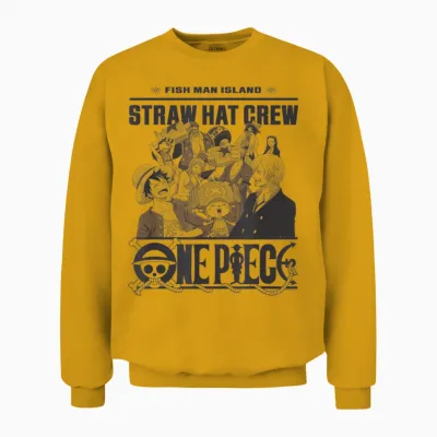 One Piece Anime Straw Hat Crew Fish Man Island Unisex Sweatshirt - Gold