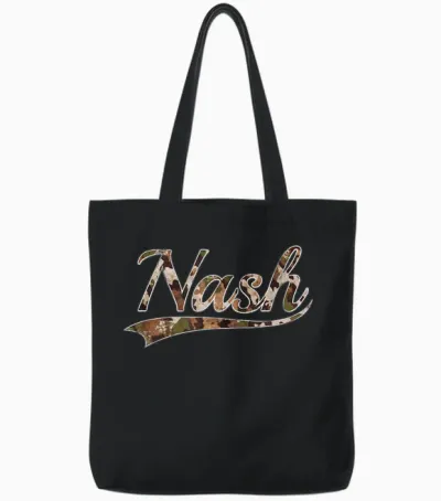 Nash Nashville Camouflage Vintage Inspired Distressed Camo Tote Bags - Black