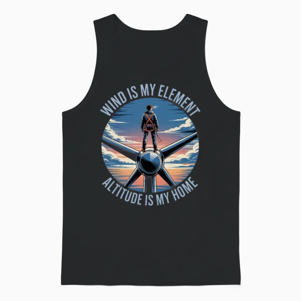 Wind Is My Element Wind Turbine Technician Unisex Tank Top in Black