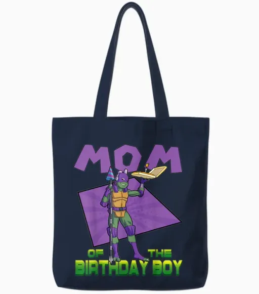 Mademark X Teenage Mutant Ninja Turtles - Donnie Mommy of the Birthday Boy Pizza Theme Party Tote Bags - Navy