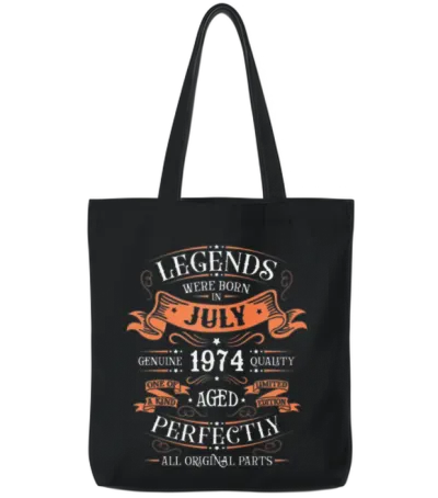 1974 in July Retro Tote Bags - Black