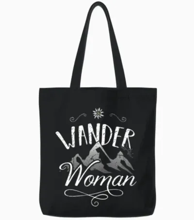 Hiking Woman Tote Bags - Black