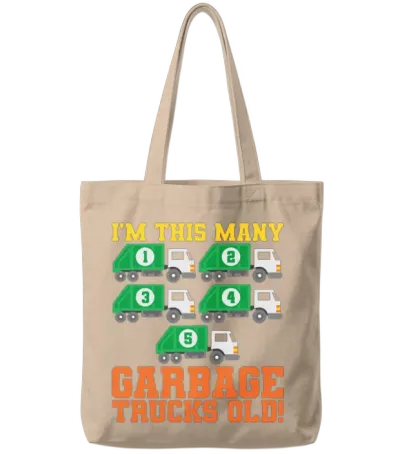 5th Birthday Garbage Trucks Five Years Old Tote Bags - Natural