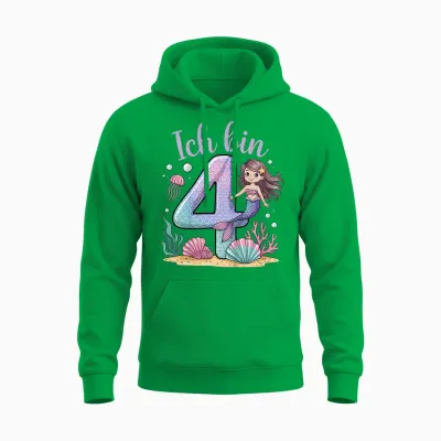 Ich Bin 4 Meerjungfrau Geburtstag Mädchen Geburtstags Unisex Hoodie - Irish Green
