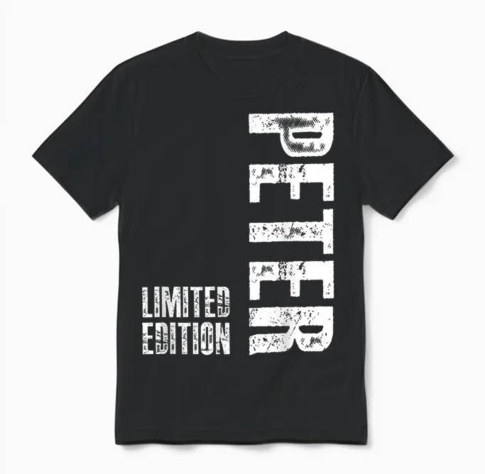 Herren T-Shirt - Schwarz - S - Eu 34/36 - Peter Geburtstag Geschenk - Personalisiert Und Novel - Unisex-Erwachsene, Unisex-Kinder - Männer Unisex T-Shirt in Black