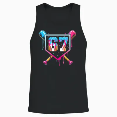 Baseball Ice Cream Drip Number 67 Player 67th Birthday Unisex Tank Top - Black
