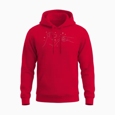 People Punch Hand Dog Friendship Fist Dogs Paw Unisex Hoodie - Red