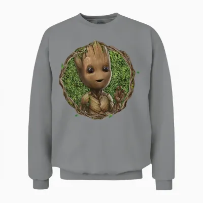 Marvel Studios I Am Groot Wave T-Shirt, Black Unisex Sweatshirt - Sport Grey