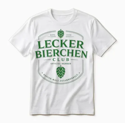 Lecker Bierchen Club (backprint) Unisex T-Shirt - White