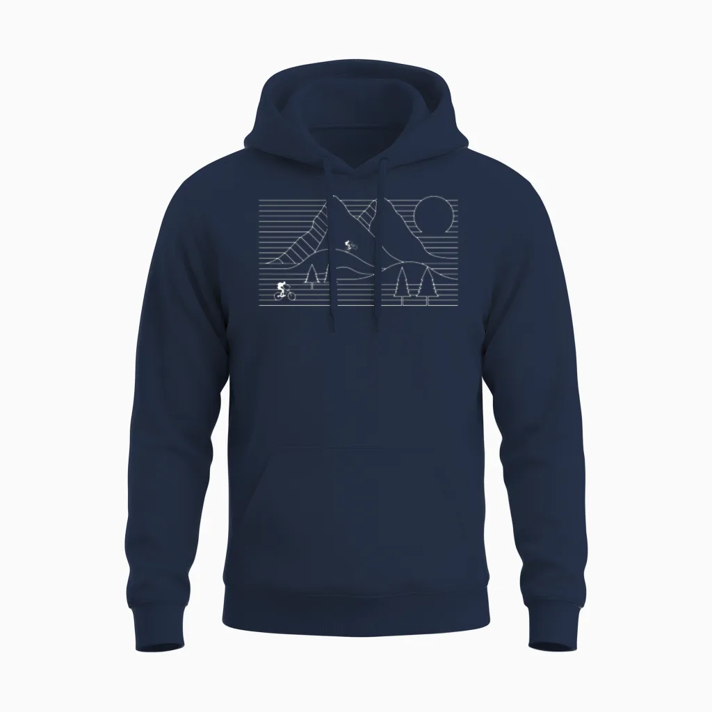 Mountain Biking Mountain Bike Cycling Nature Unisex Hoodie in Navy