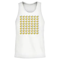 Yellow Retro Summer Flowers & Beach Unisex Tank Top - White – 2