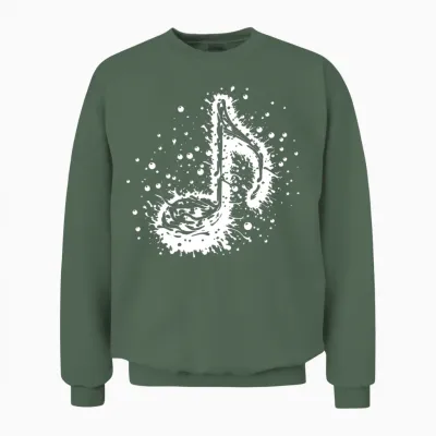 Music Notes Tattoo Splash Unisex Sweatshirt - Military Green