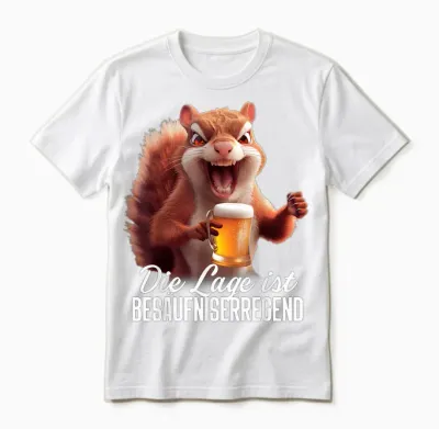 T-Shirt with German Text "die Lage Ist Besäufniserregend" [german Language], Black Unisex T-Shirt - White