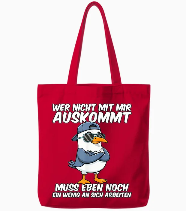 Lustige Tshirts Männer Wer Nicht Mit Mir Auskommt Muss Eben Tote Bags in Red