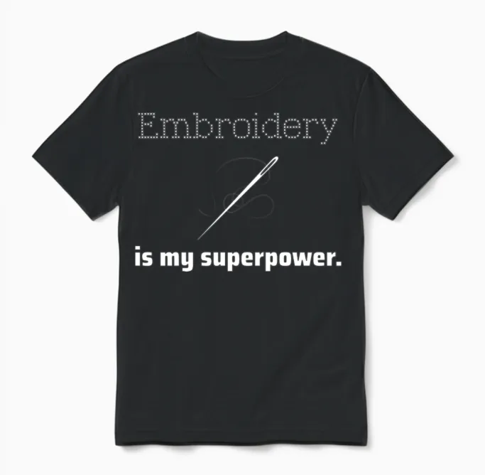 Embroidery Is My Superpower. Unisex T-Shirt in Black