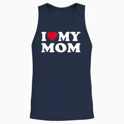 Red Heart I Love My Mom T-Shirt, Black, S Unisex Tank Top - Navy