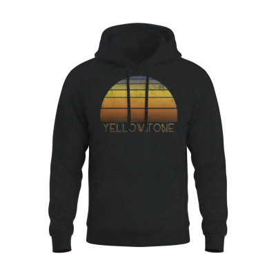 Retro Yellowstone National Park Sunset Vacation Unisex Hoodie - Black