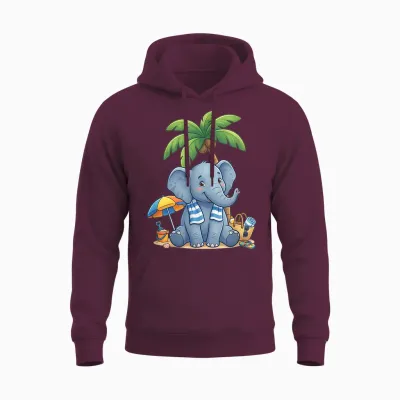 éléphant à La Plage En été Unisex Hoodie - Maroon