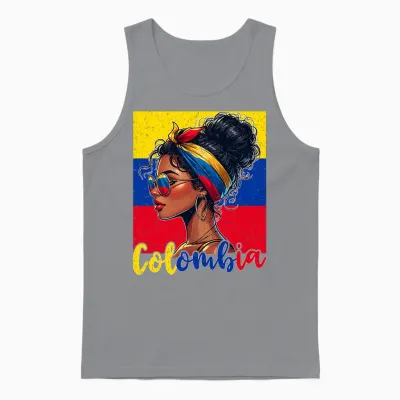 Drapeau Colombien Fille Colombienne Fière Afro Colombienne T-Shirt Haut De Gamme Unisex Tank Top - Sport Grey