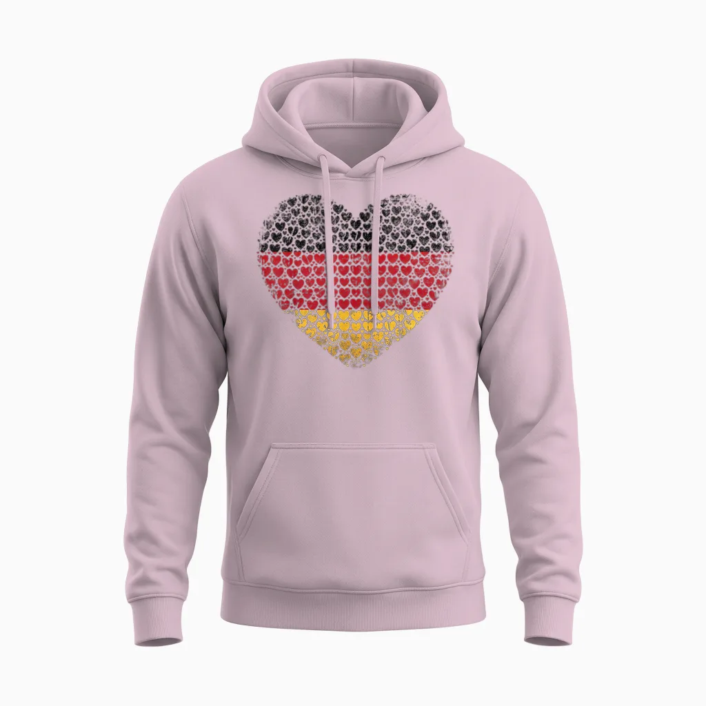 Deutschland Flaggenherz Aus Kleinen Herzen Schwarz Rot Gold Unisex Hoodie in Light Pink