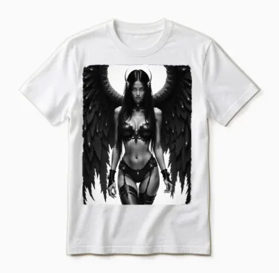 Sexy Angel Girl Sur T-Shirt - Fallen Angel Battle Ready Manche Longue Unisex T-Shirt - White