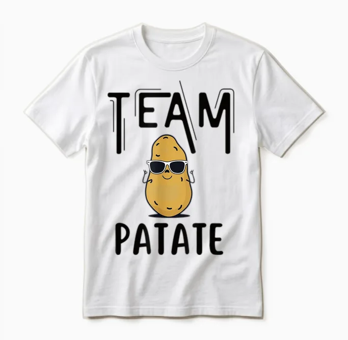 Team Potato Funny Gift Cute Fast Food Humor Fries T-Shirt, Grey, S Unisex T-Shirt in White