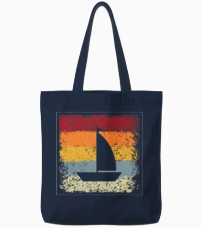 Sailing Retro Tote Bags - Navy