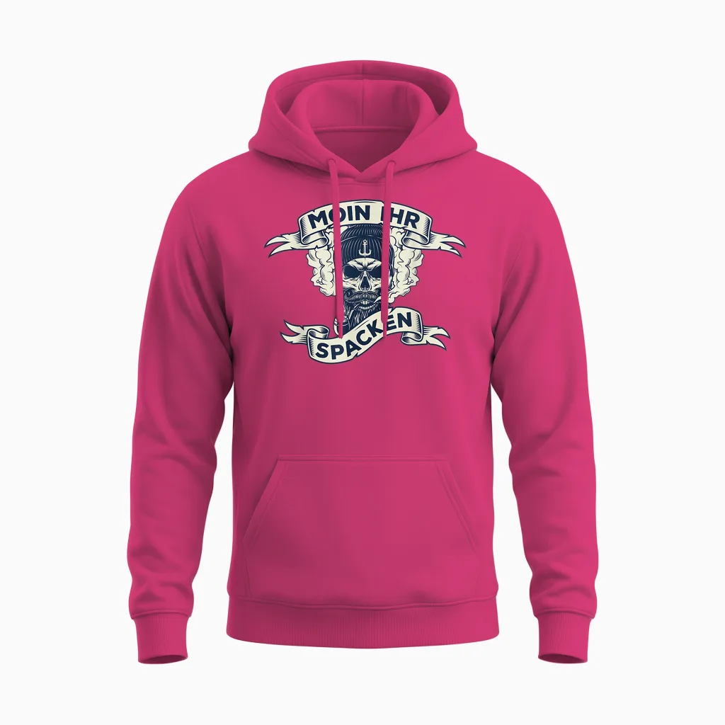 Moin Ihr Spacken North Germany East Frisian East Frisian T-Shirt, Black Unisex Hoodie in Heliconia