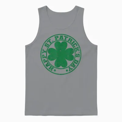 Happy St. Patrick's Day Men's Women's Children's Clover T-Shirt, Black Unisex Tank Top - Sport Grey